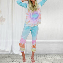 Load image into Gallery viewer, Tie Dye Print Hooded Pajamas Two Piece Sets Long Sleeve
