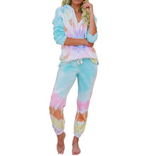 Загрузить изображение в средство просмотра галереи, Tie Dye Print Hooded Pajamas Two Piece Sets Long Sleeve